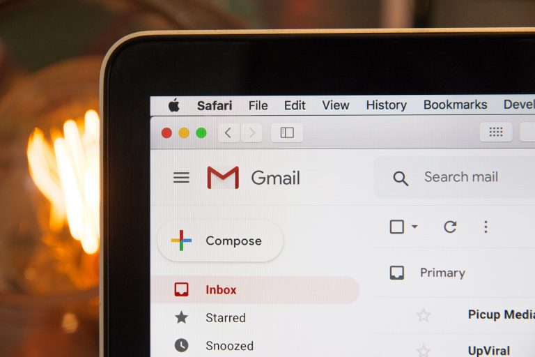 Gmail window displayed on laptop.