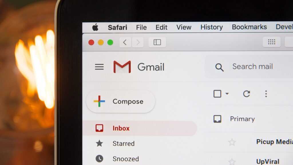 Gmail window displayed on laptop.