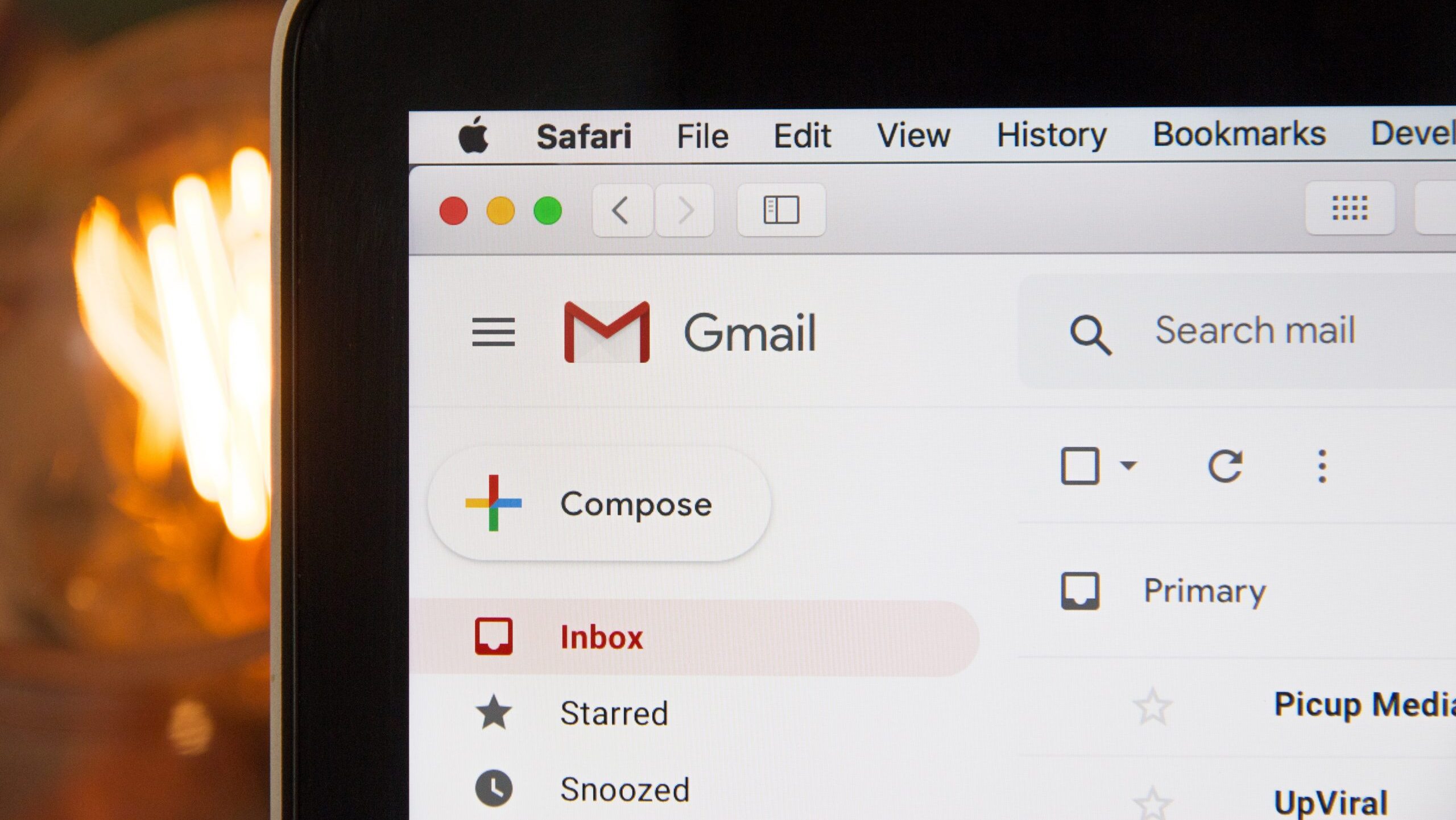 Gmail window displayed on laptop.