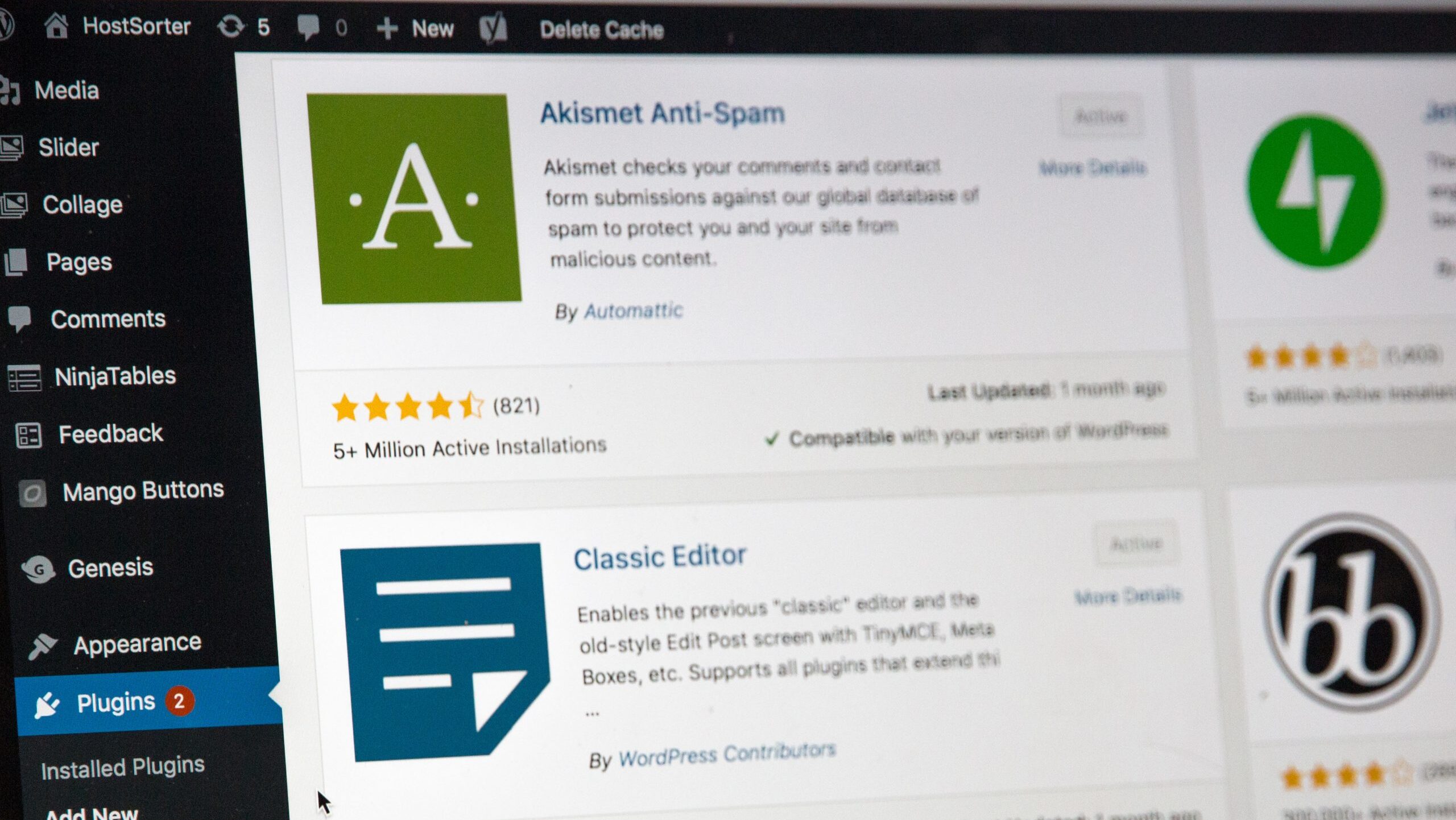 Screenshot of wordpress on laptop.