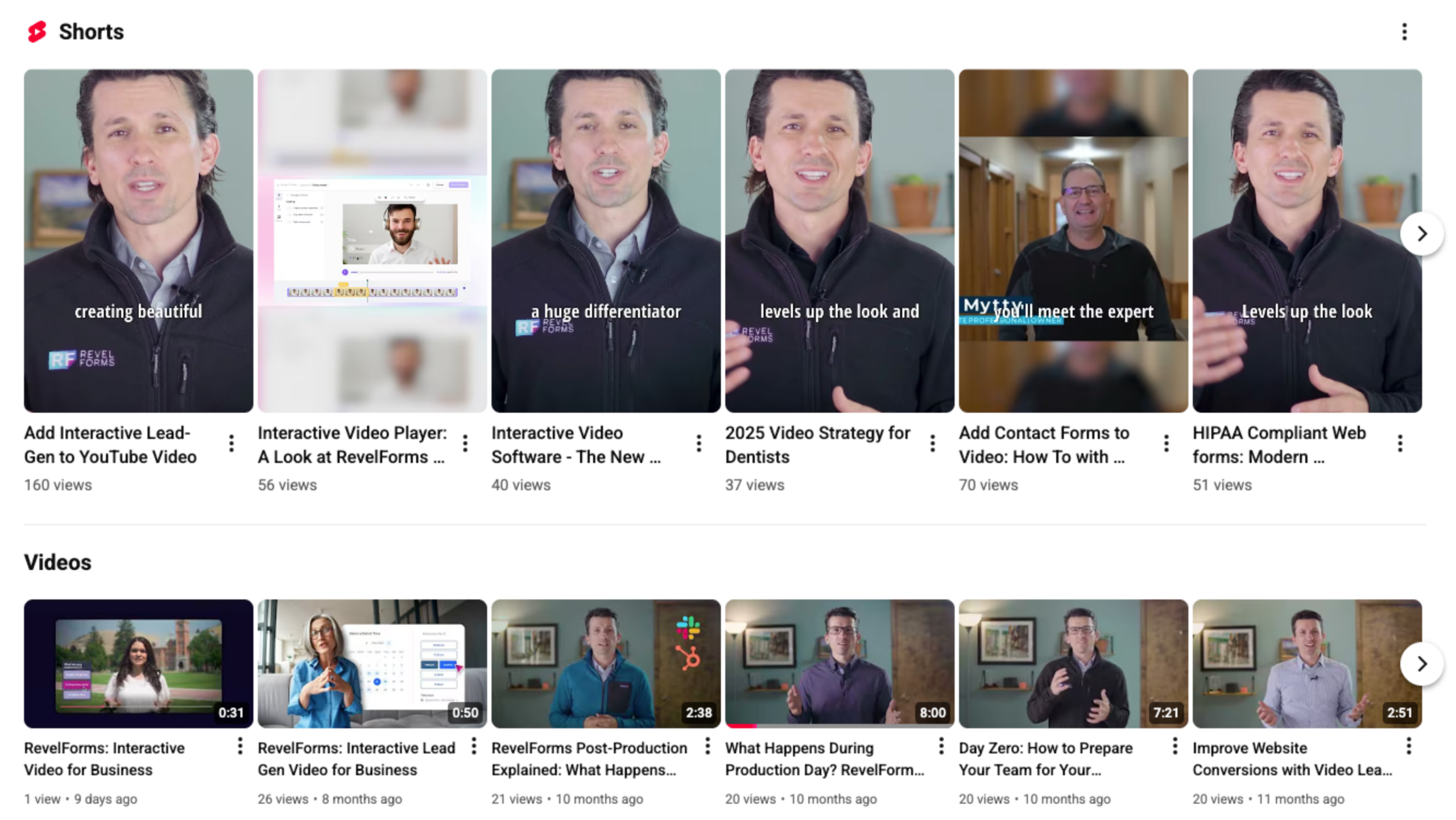 Example of RevelForms Youtube account.